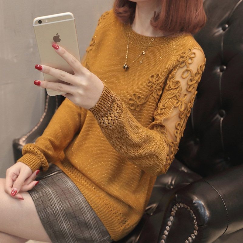 Sweater Pullover Wanita, Baru Longgar Tipis Berongga