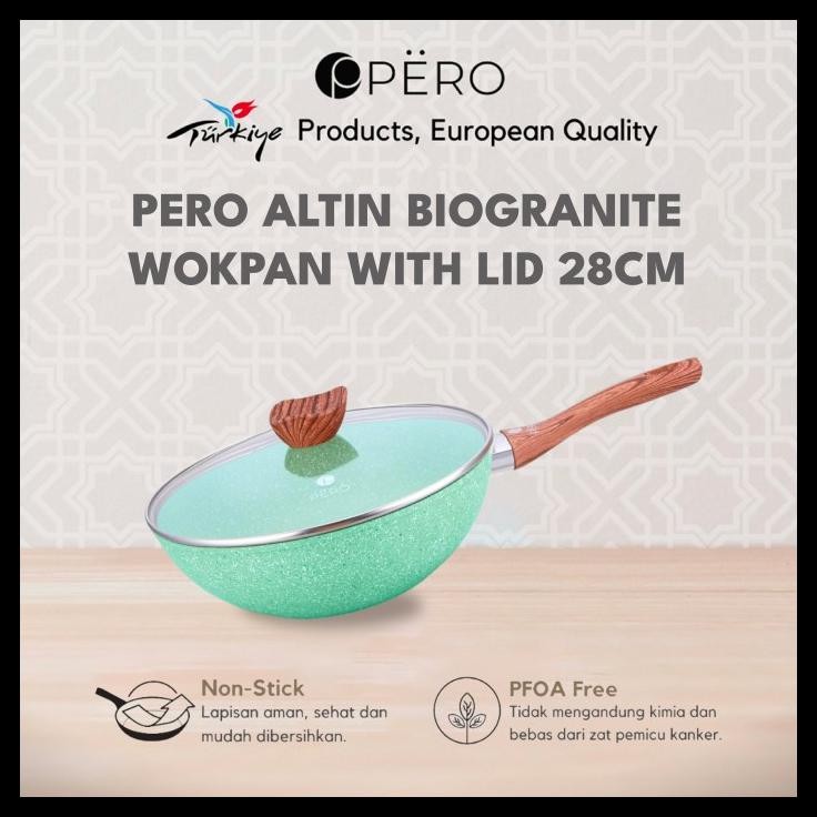 terbaru !!! pero altin wajan biogranite wok pan with lid 28cm ready