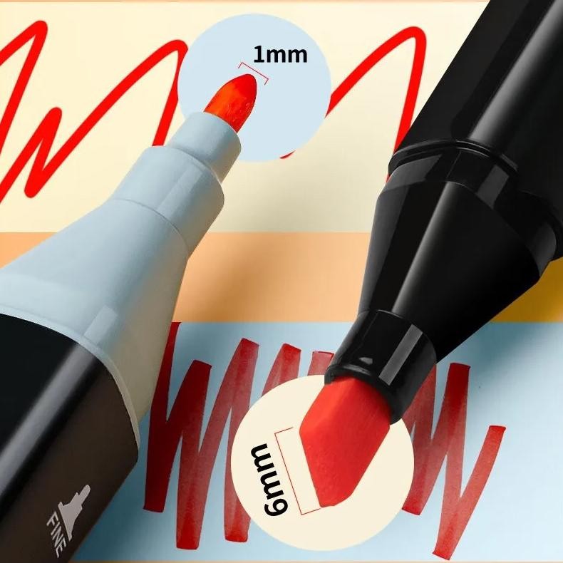 

TERLARIS Spidol Stabilo 12 24 30 36 40 48 60 80 Warna Dual Side Fine Art Brush Pen Animation Marker Set Sketsa wes-24