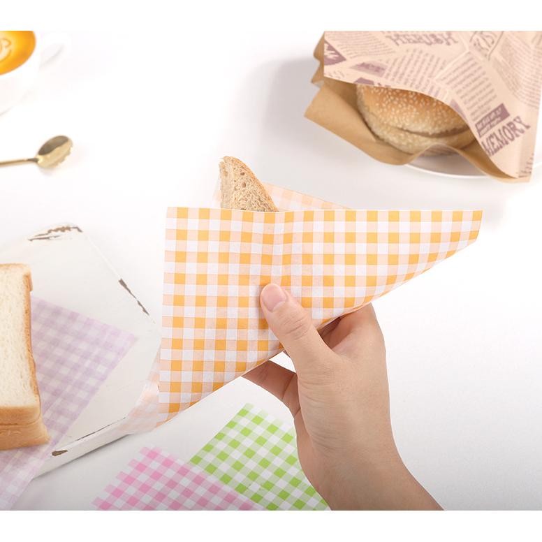 

TERMURAH 100Pcs Wax Paper Sandwich Wrapping Paper Kertas Greaseproof Kertas Penggoreng Udara tia-111
