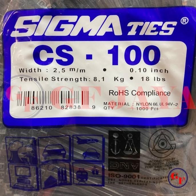 

Kabel Ties / Tis Sigma Cs 100 / 10Cm / 10 Cm Hitam / Putih Cs100 1000
