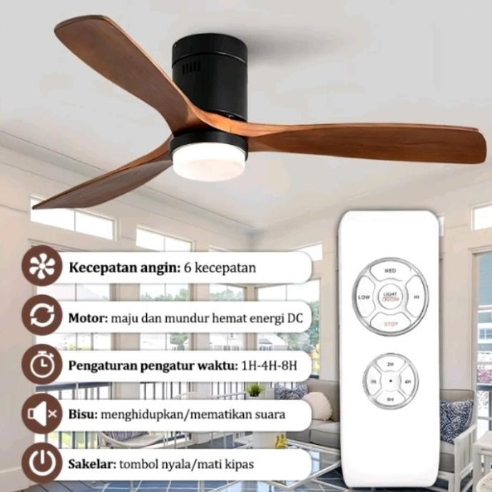 Terlaris Lampu Gantung Kipas Angin Modern Kayu Minimalis Hias Ruang Tamu Ready Stok