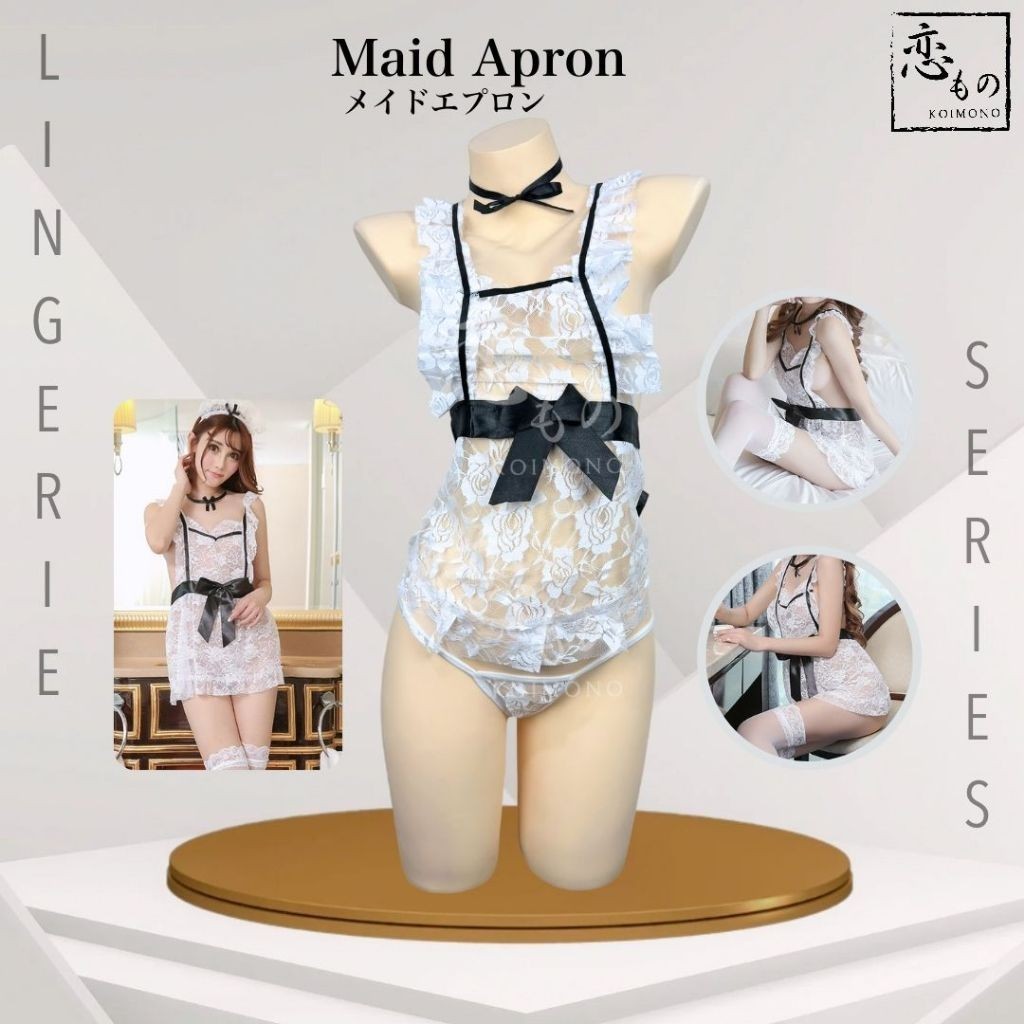KOIMONO Apron Maid - Lingerie Sexy Cosplay Maid Kostum Apron Pembantu Baju Tidur Wanita Seksi