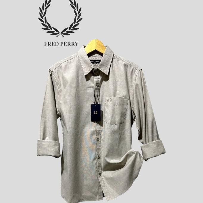 Fred Perry Kemeja Panjang Pria Casual Premium Slimfit Terlaris