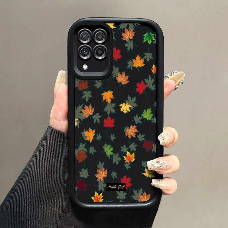 Casing Hp Samsung Galaxy A22 M22 Case Casing layar penuh daun Maple Softcase lunak HP Kesing pelindu