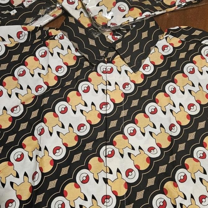 kemeja batik pria pendek pokemon pikachu batik / batik pikachu Terlaris