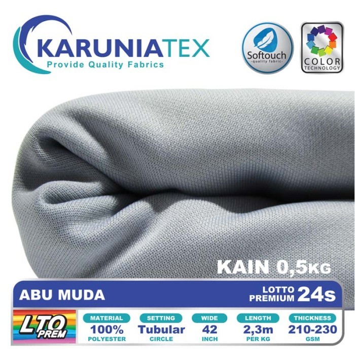 

Bahan Lotto Premium 24s 0,5 Kg Abu Muda Karunia Textile