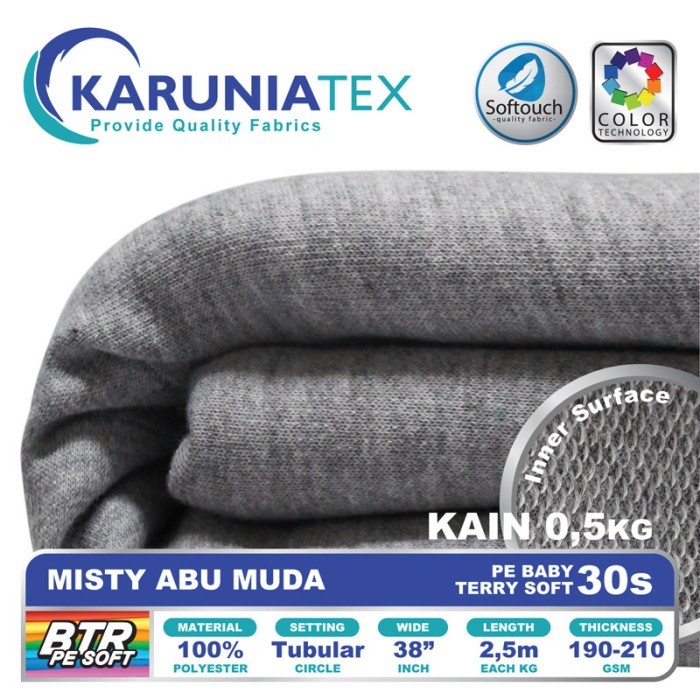 

Bahan Baby Terry PE Soft 30s 0,5Kg Misty Abu Muda Karunia Textile