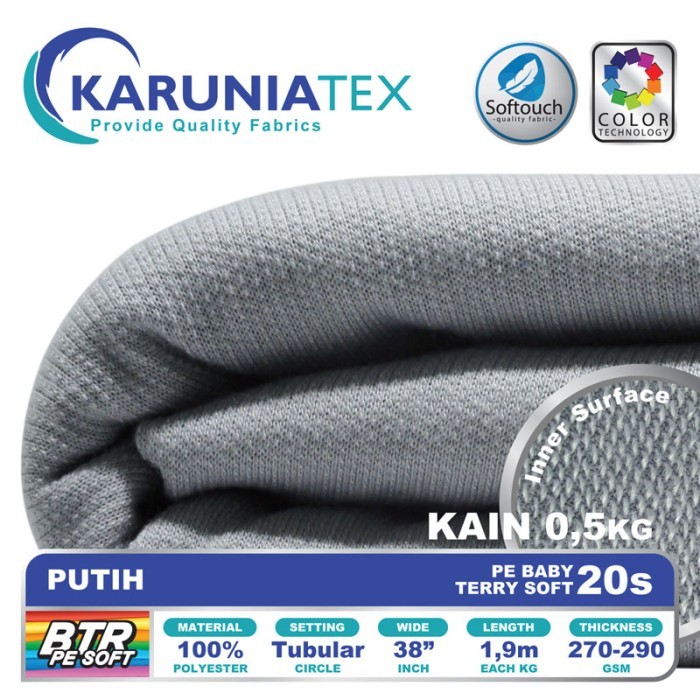 

Bahan Baby Terry PE Soft 20s 0,5Kg Abu Muda Karunia Textile