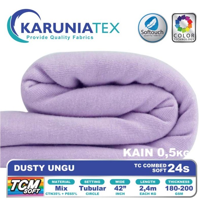 

Bahan Kaos TC Combed 24s 0,5 Kg Dusty Ungu Karunia Textile