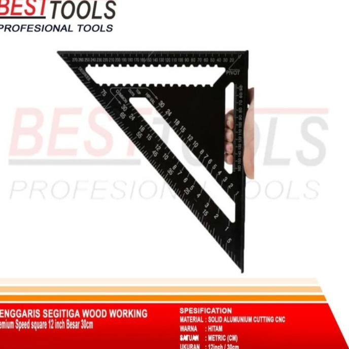

PREMIUM SPEED SQUARE 12 INCH HITAM 30CM PENGGARIS SEGITIGA WOODWORKING