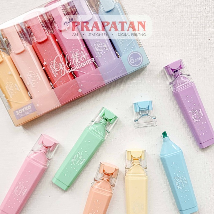 

Joyko HL-85~86 Highlighter Glitter Pastel Set 6 | Penanda Warna