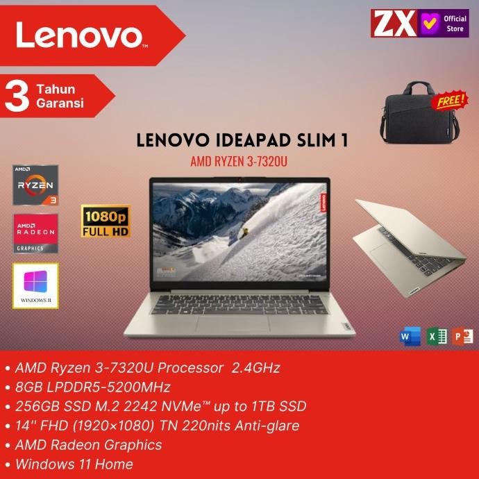 Lenovo Ideapad Slim 1 Amd Ryzen 3-7320U 8Gb Ram 256Gb Ssd 14'' Win 11