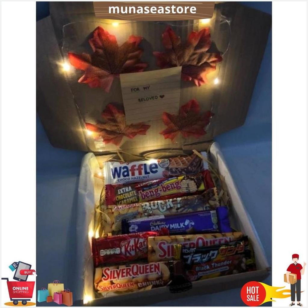 

Snackbox Coklat Led Edition / Snackbox Lampu / Snackbox Coklat Edition / Snackbox / Hadiah Wisuda /Hadiah Ulang Tahun / Hadiah Sidang Original Produk