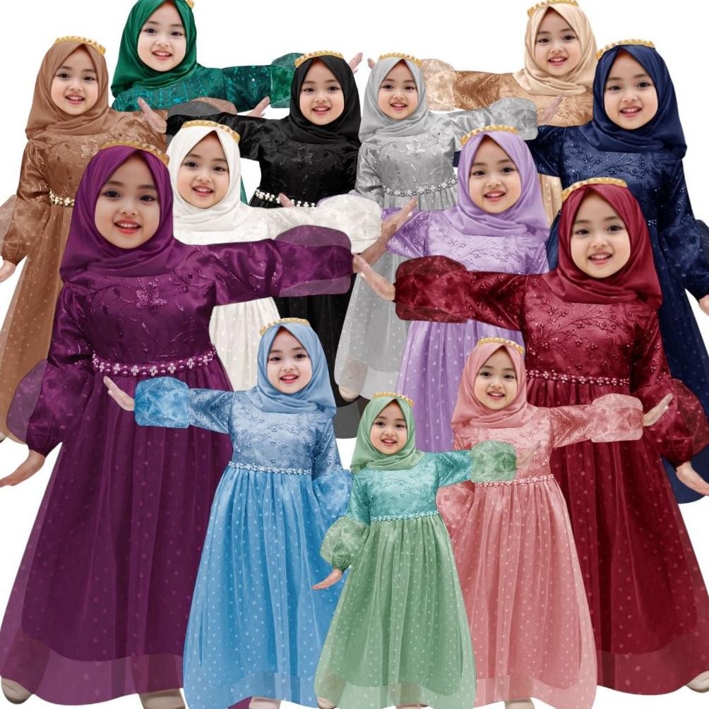 ev Gas anak perempuan Meliana 2-11thn / baju pesta anak perempuan muslim / baju pesta anak muslim / 