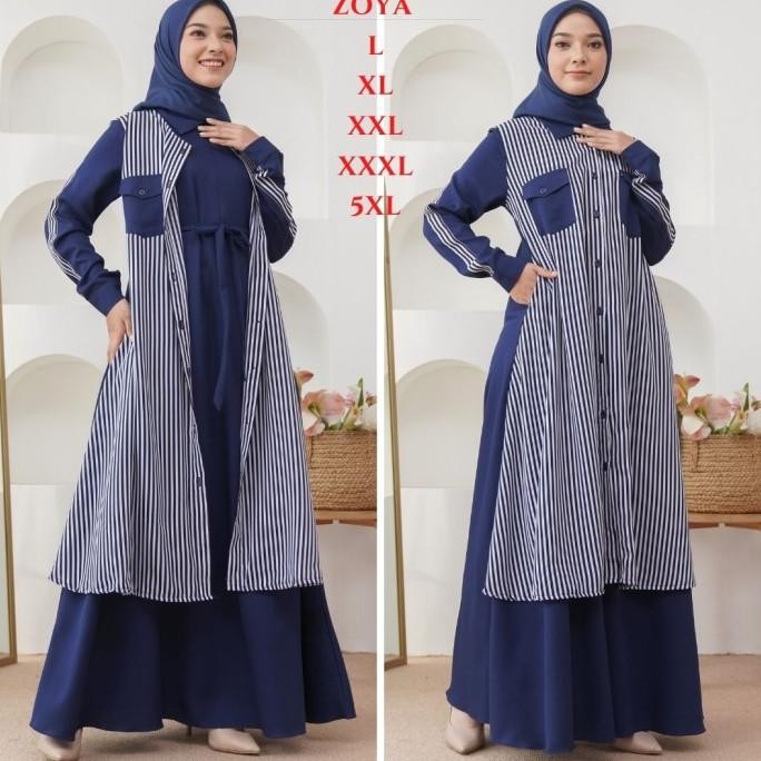 Gamis Jumbo Kekinian Zoya Maxi L XL XXL XXXL 5XL LD Up To 140 + Outer