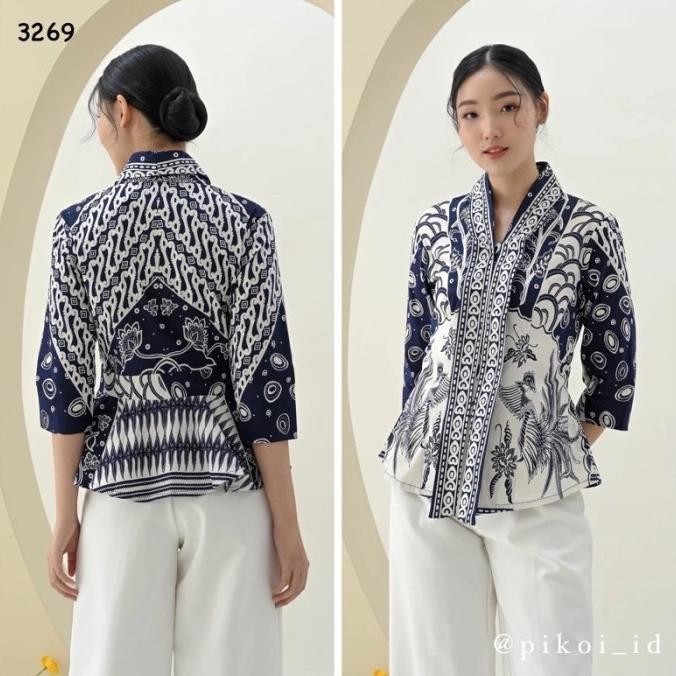 Baju Batik Wanita Lengan Panjang / Atasan Batik Kantor Seragam Pendek