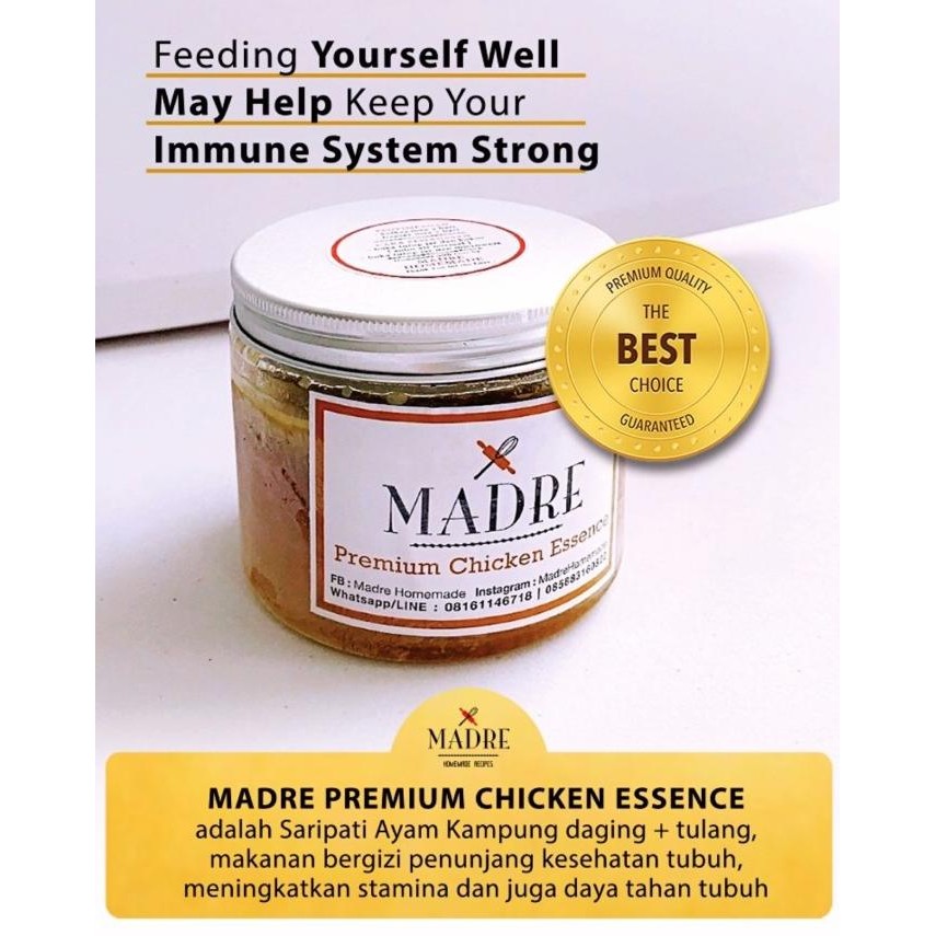 

Chicken Essence (Sari Pati Ayam) / Jar 400Ml - Madre Homemade Original Dan Terpercaya