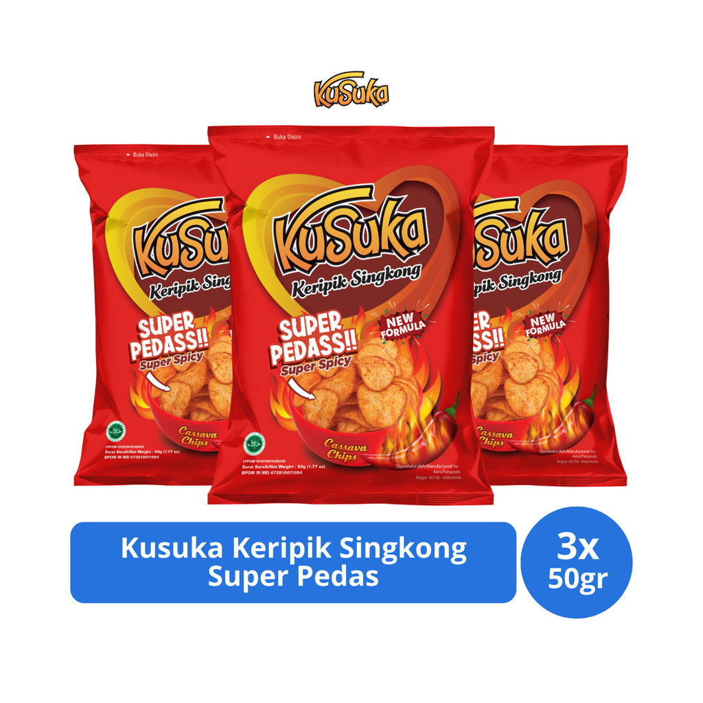 

Kusuka Keripik Singkong Super Pedas 50gr x 3 pcs