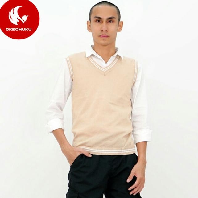 Oechuu Rompi Rajut Pria Vet Rajut Pria Rem Lit Putih Vet Pria