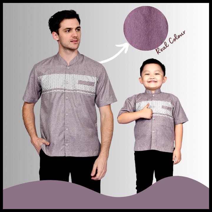 Koko Couple Ayah Dan Anak Motif Songket Warna Ungu Mauve Promo