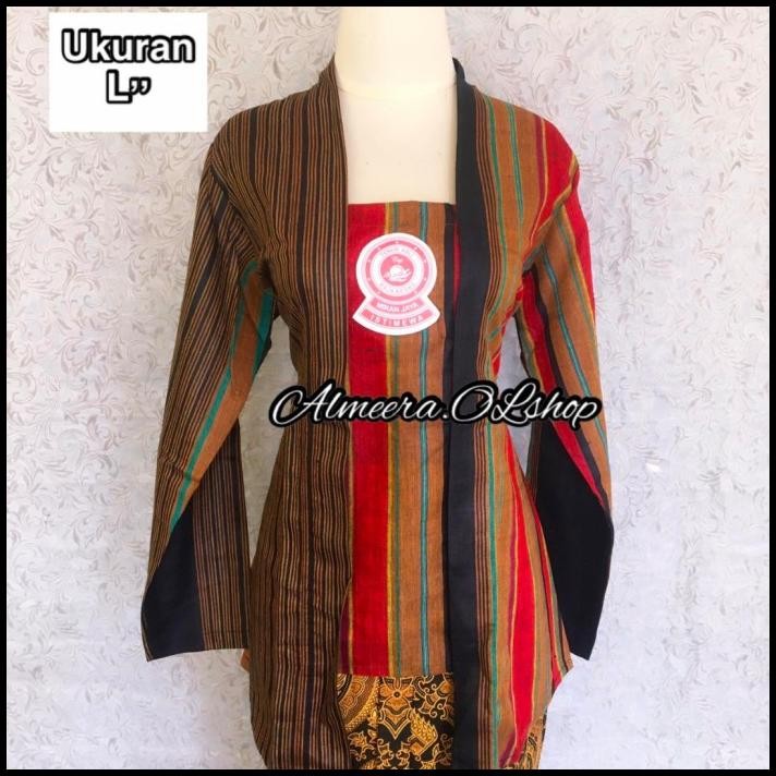 Baju Kebaya Lurik Modern Garis Cantik Wanita Best Seller