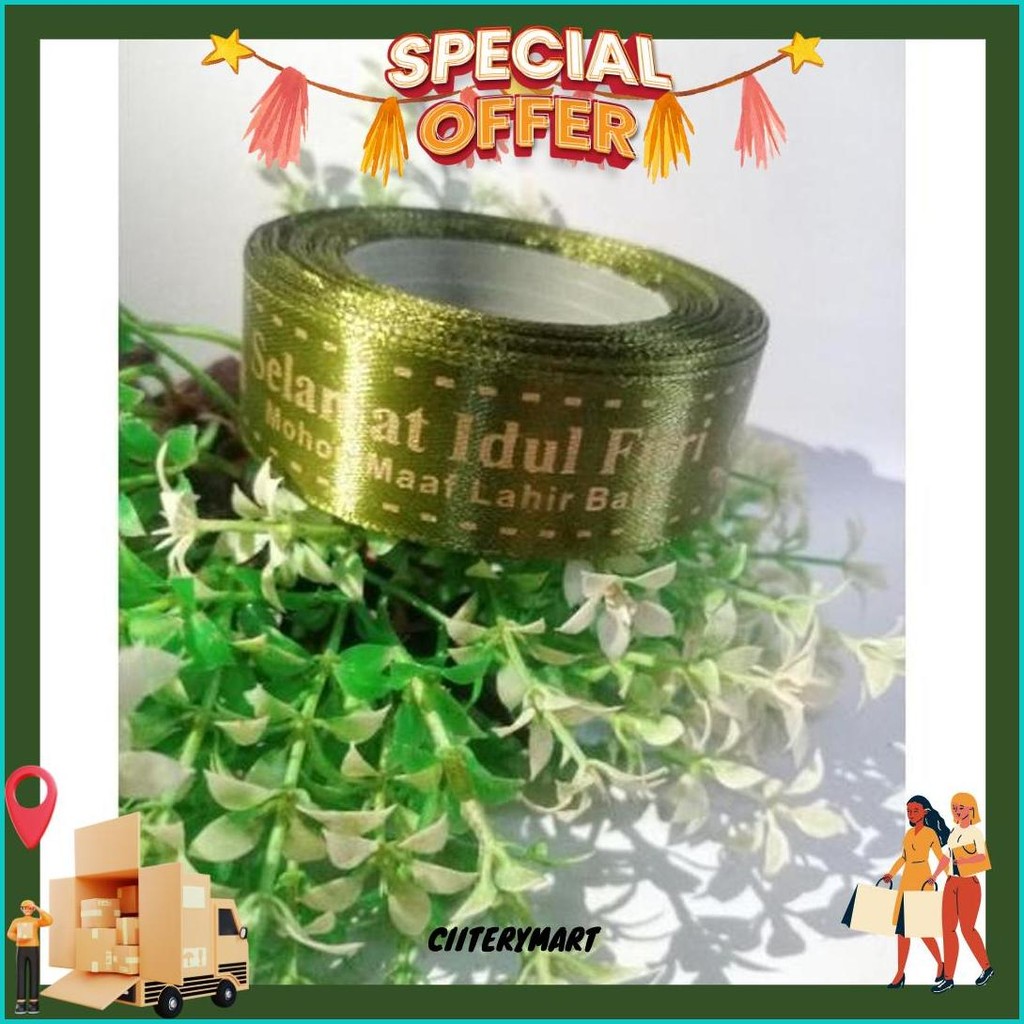 

( 1 Roll ) Pita Satin Idul Fitri 1 Inch 2.5 Cm Pita Kado Hiasan Hampers Lebaran Eid Mubarok Pita Lebaran 4 Cm 1.5 Inch 1/2 Inch 1.5 Cm Gratis Ongkir