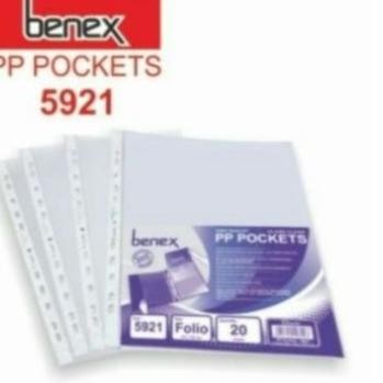 

TERMURAH - PP pocket benex F4 (pack) isi 100 pcs - Folio/sheet protektor