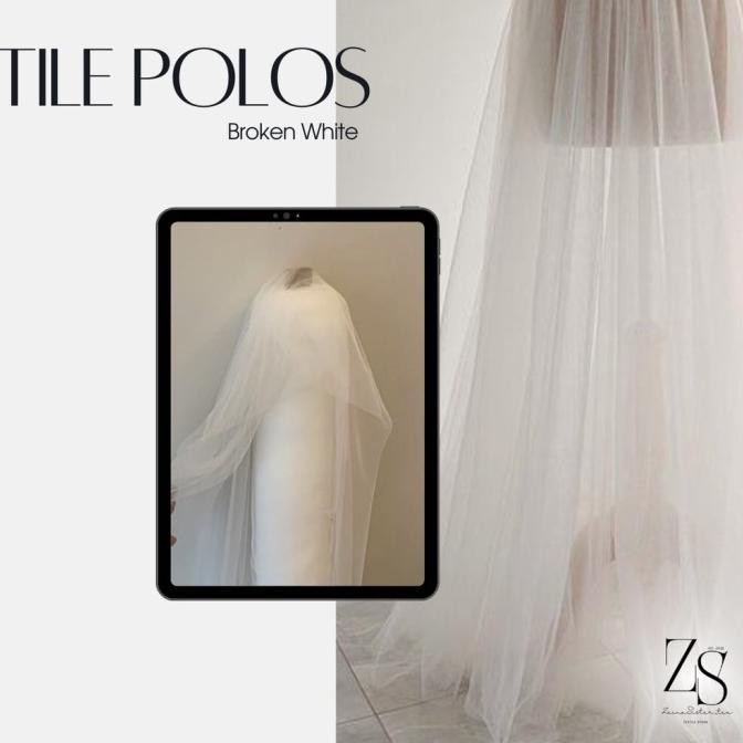Terbaru Kain Tile Tulle Halus Polos Soft Lemas Putih Tulang Broken White Best Seller