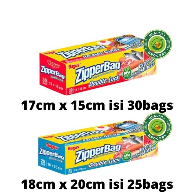 

Bagus Zipper Bag 17cm X 15cm Isi 30 Bags / 18cm X 20cm Isi 25 Bags