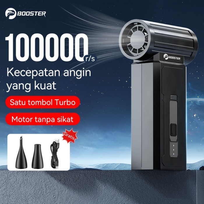 Booster W01 Mini Turbo Jet Fan USB Rechargeable Turbo Blower Fan, Motor Tanpa Sikat 130000 RPM,