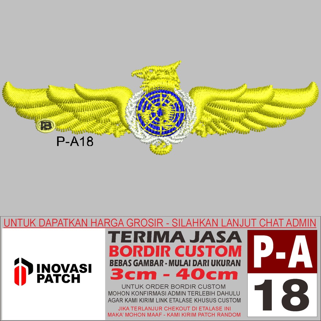 INOVASI PATCH BORDIR LOGO P-A18 BREVET WING GARUDA - REVIEW/TESTIMONI