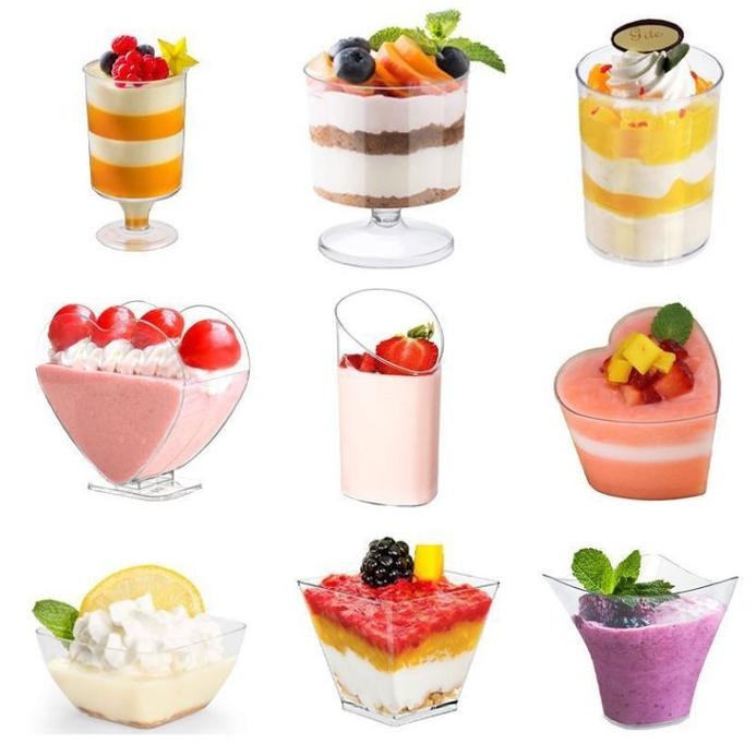 10pcs+tutup Premium Pudding Cup Korean Dessert bahan Aclyric tebal / Dessert Cup / Tiramisu Cup / Pu