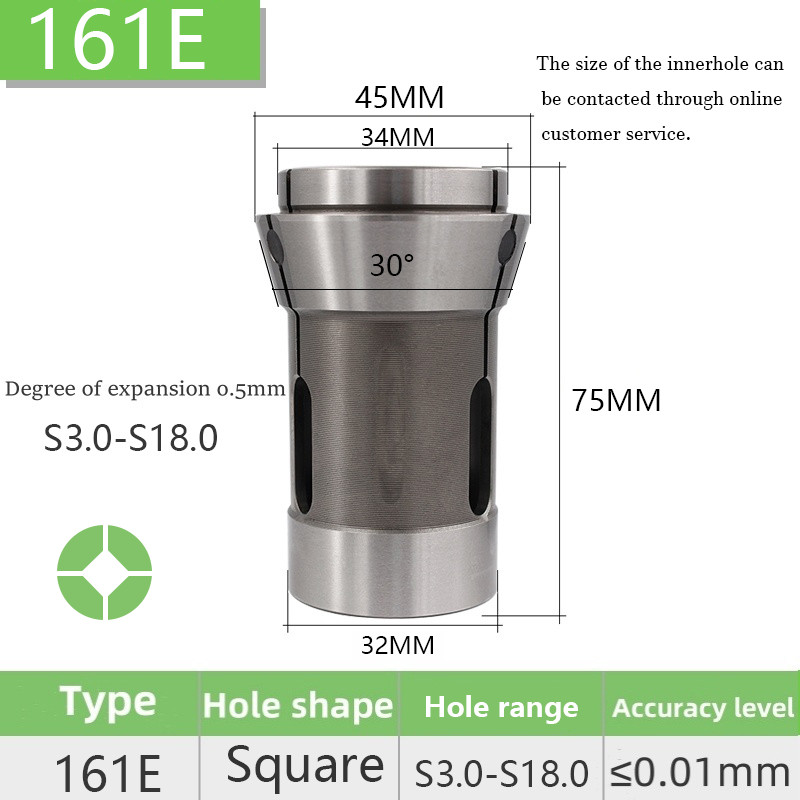F32 161E Square Hole DIN6343  MIYANO CNC lathe Front Push collet Spring Steel High Precision Chuck R