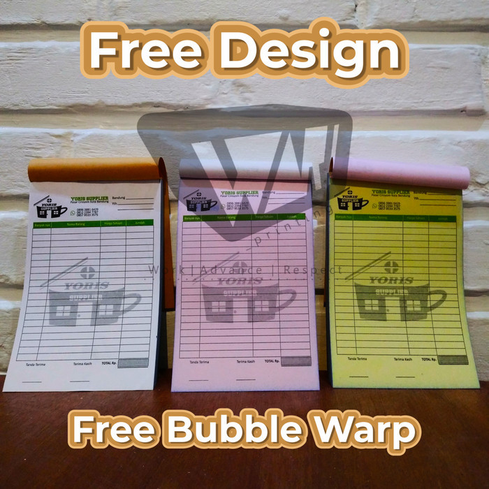 Ready Buku nota 3 ply/rangkap custom free design