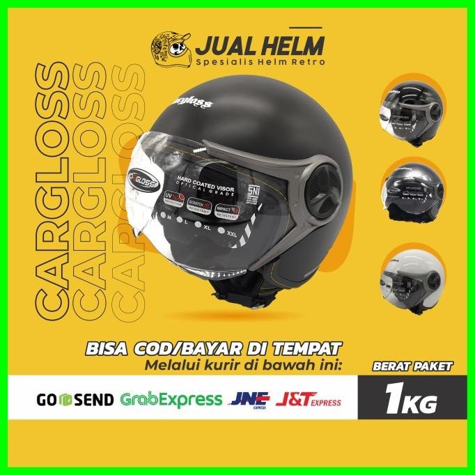 Helm Cargloss Yr Ghotic (Half Face/Helm Retro/Classic/Klasik/Vespa) Original