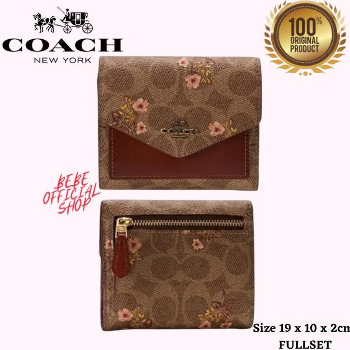 [ORIGINAL] COACH Small Wallet With Floral Bow Coach Wallet Terlaris