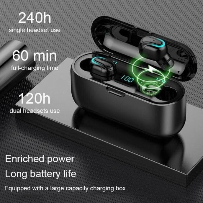 TWS HBQ Q32 Earphones Bluetooth 5.0+EDR Bass Stereo IPX5 Anti Air Terlaris