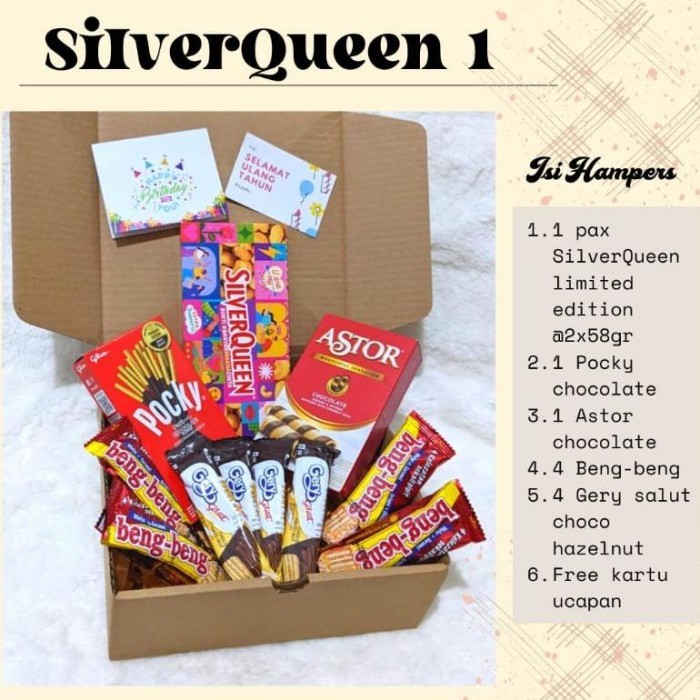 

PAKET SNACK COKLAT SILVERQUEEN LIMITED EDITION HAMPERS VALENTINE KADO ULANG TAHUN SILVER QUEEN