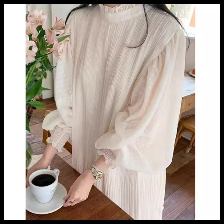 terbaru su longdress korea bigsize fairy putih polos lengan balon gamis lebaran wanita mewah resepsi