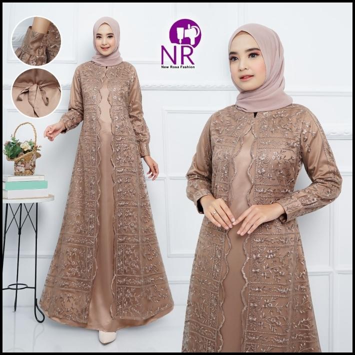 terbaru ayudia dress / gamis brukat tile mix satin / gamis tile rompi pesta best seller
