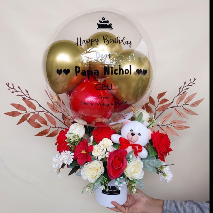 

BUCKET BALON/BLOOM BOX BUNGA HIGH QUALITY [BONEKA + FULL BUNGA]