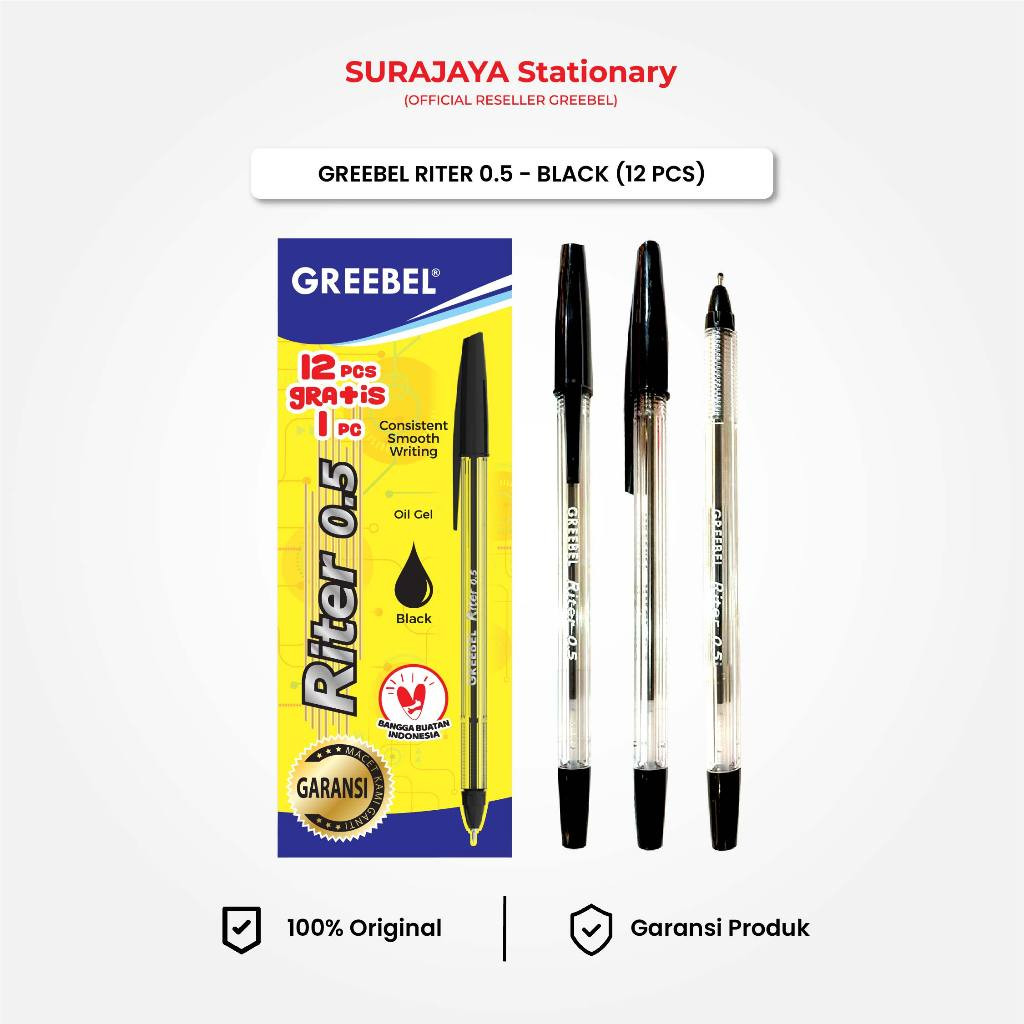 

(12PCS) Ballpoint / Pulpen Riter Tinta Hitam / Bolpen / Bolpoin / Pena