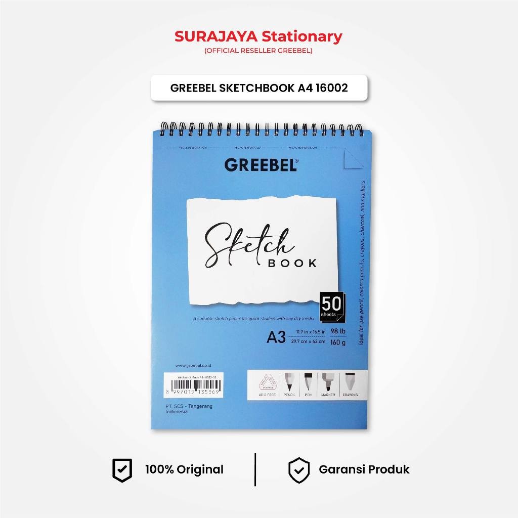 

GREEBEL Buku Gambar Sketch Book A3 50 Lembar (16002) Buku Sketsa Drawing Book