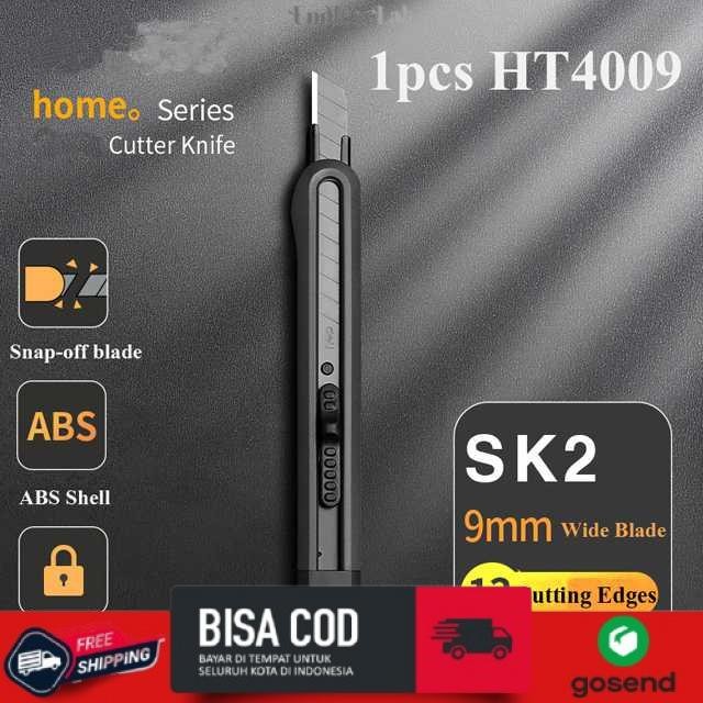 

Deli Pisau Cutter Auto Lock Snap Off Blade 13 Cutting Edges SK2 9mm