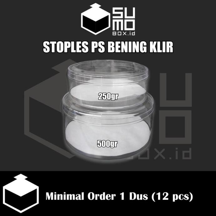 [1 DUS ISI 12 PCS] Toples Kue Kering 250gr 500gr bahan PS bening