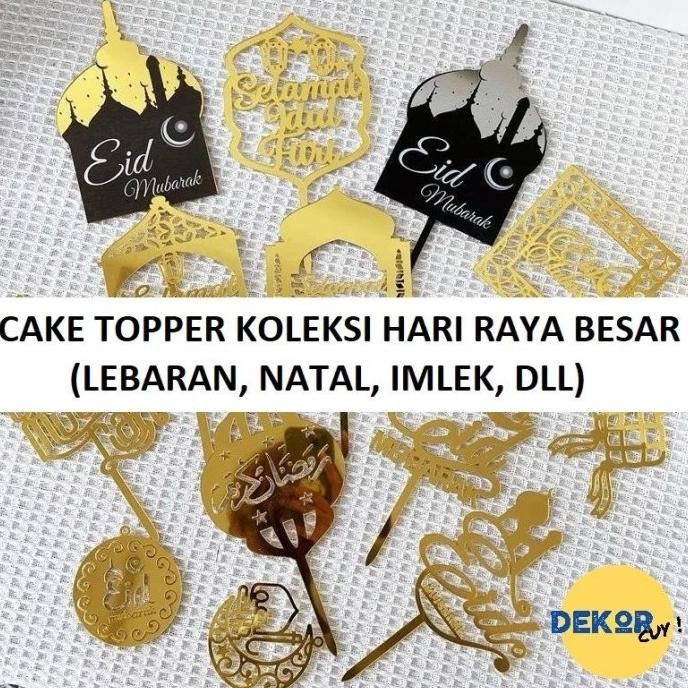 Mubarak| CAKE TOPPER HARI RAYA BESAR Lebaran idul fitri idul adha eid mubarak