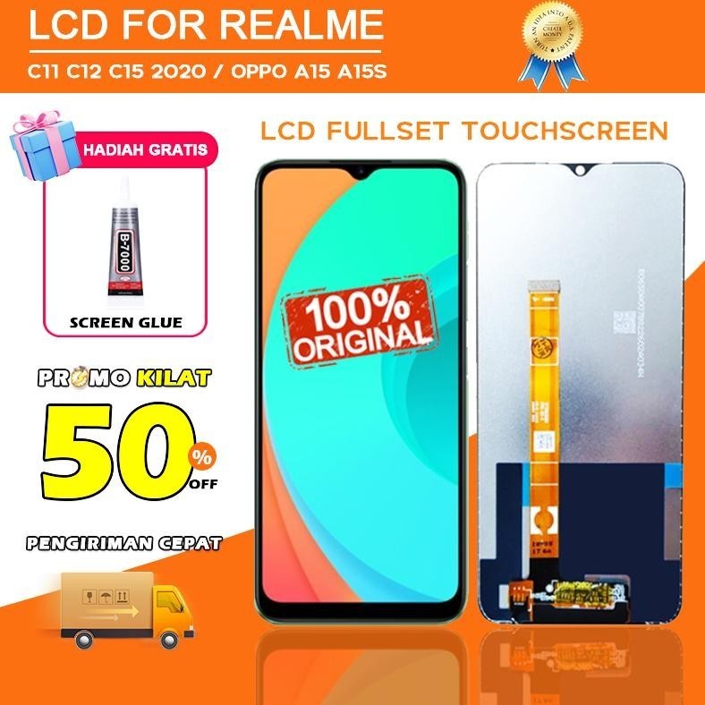 (DISKON) [ORIGINAL] LCD REALME C11 C12 C15 2020 /OPPO A15 A15S FULLSET TOUCHSCREEN HP TOUCH SCREEN