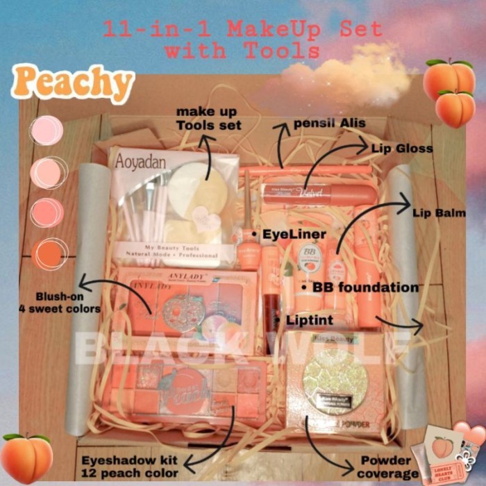 LIMITED EDITION TERLARIS [MakeUp Set] Hampers Peach makeup Korea/Thailand 12in1 sweet