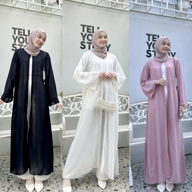 Outer Cardigan Arwa Abaya Ceruty Baby Dol Polos Premium [Terlaris] [Terbaru]